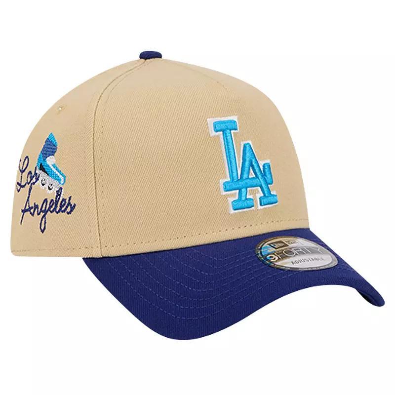 Mens New Era Cream/Royal Los Angeles Dodgers City Sidepatch A-Frame 9FORTY Adjustable Hat Product Image