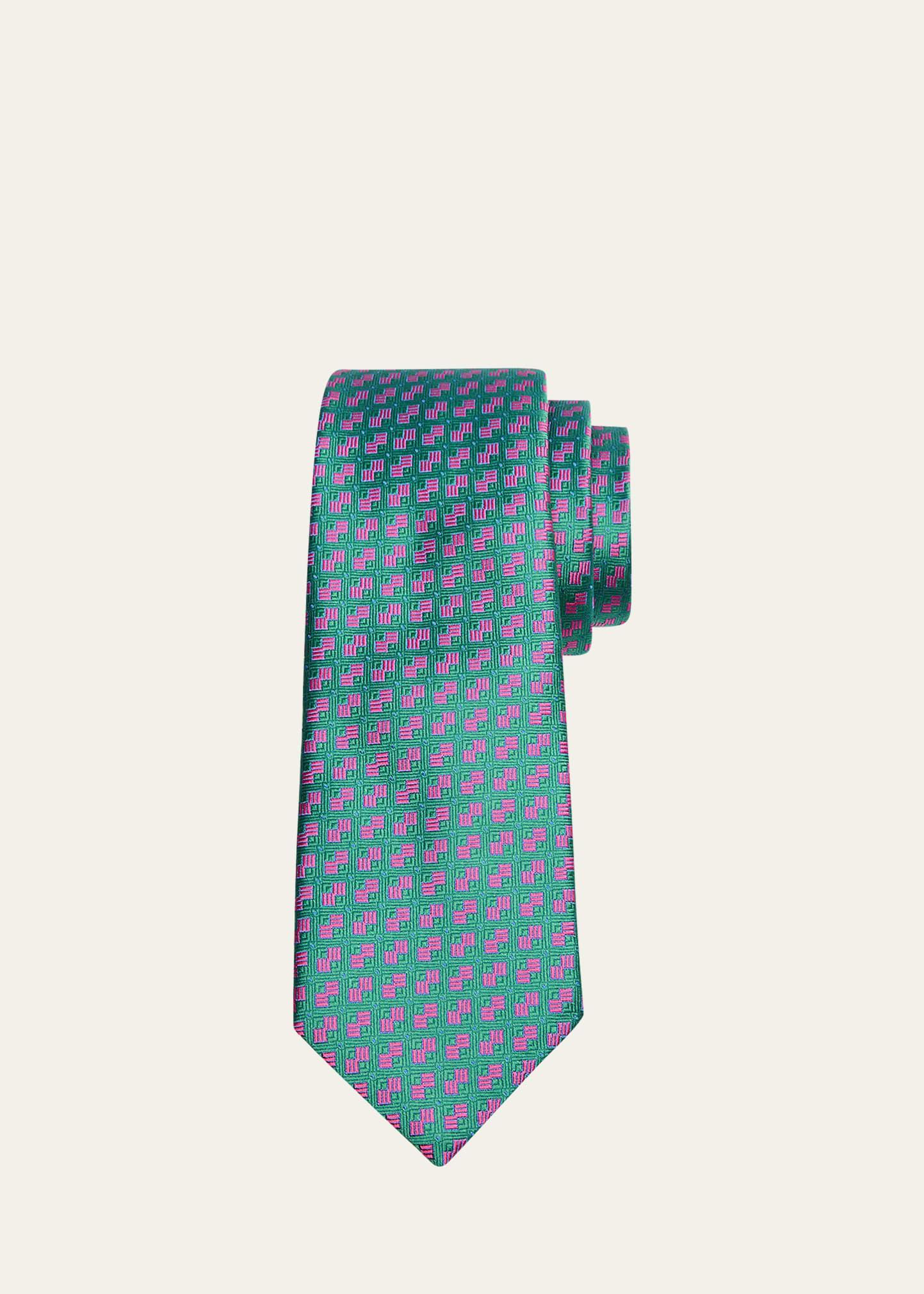 Mens Silk Micro-Geometric Tie Product Image