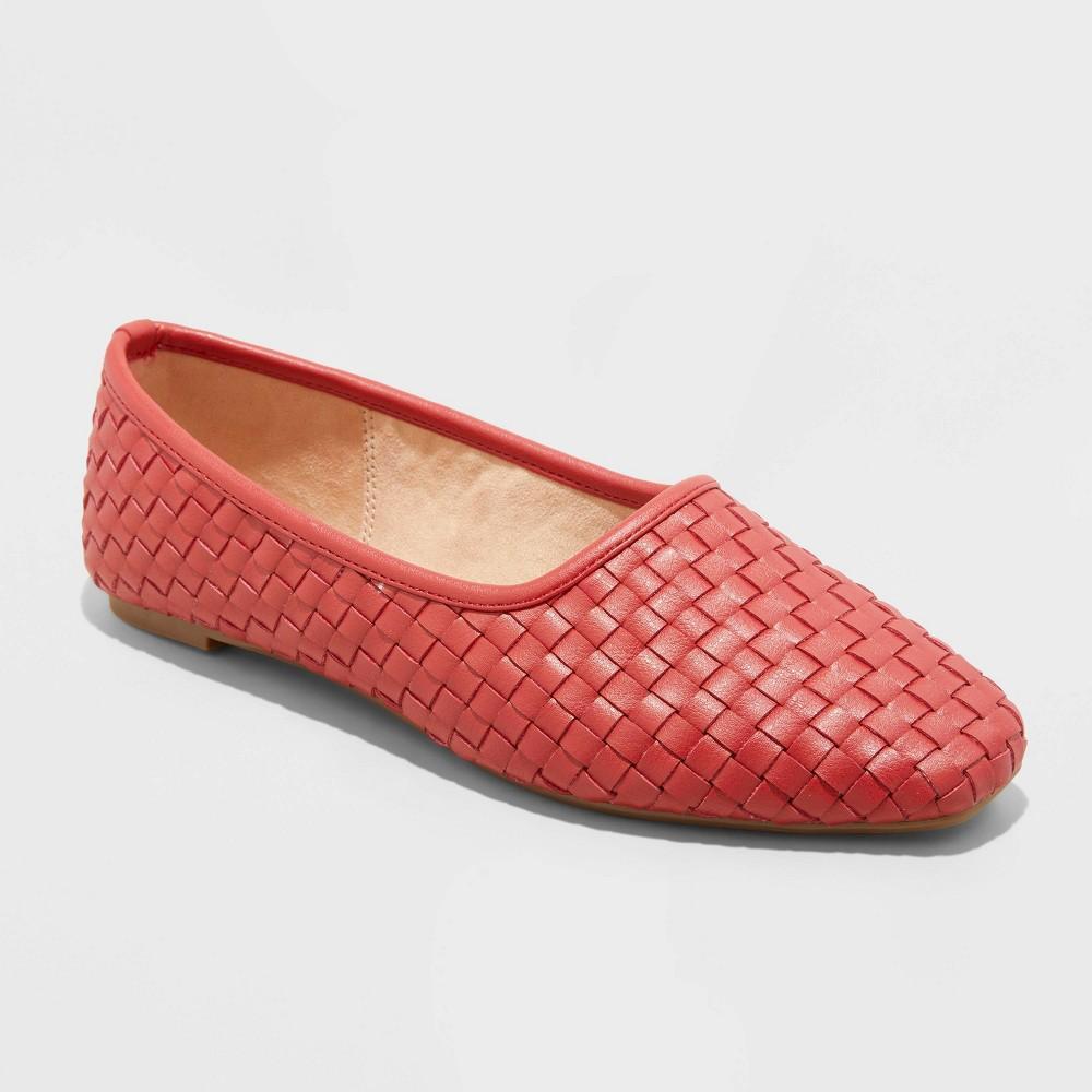 Womens Lorna Woven Ballet Flats - Universal Thread Red 7.5 Product Image