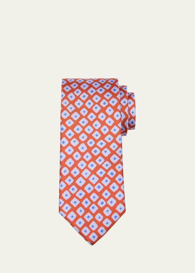 Mens Square-Printed Silk Tie Product Image