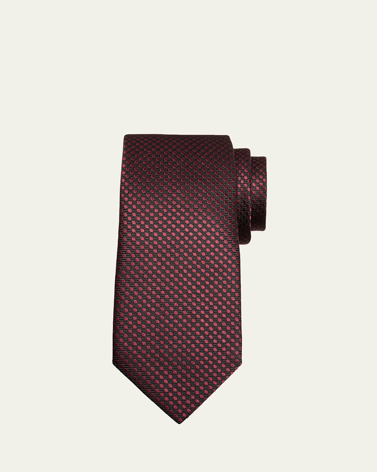 Mens Mulberry Silk Jacquard Polka Dot Tie Product Image