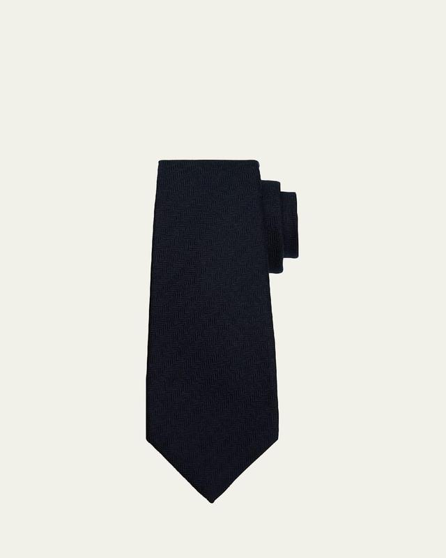 Mens 7-Fold Herringbone Silk Tie Product Image