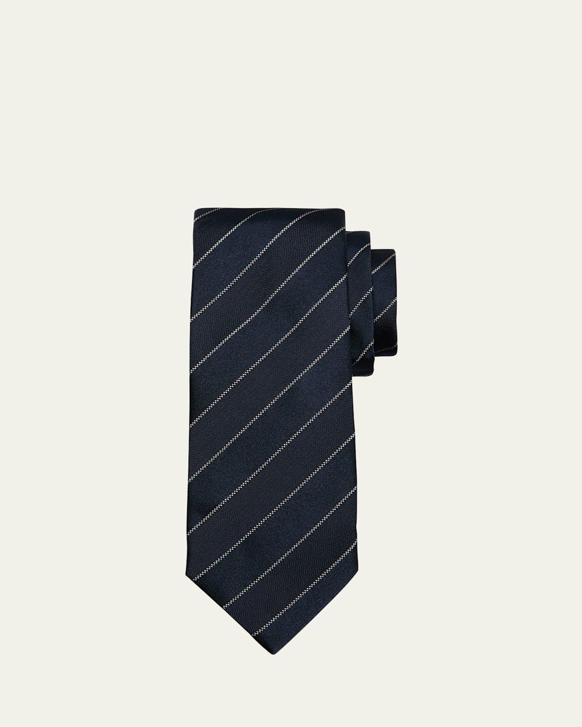 Mens Striped Silk Chevron Tie Product Image