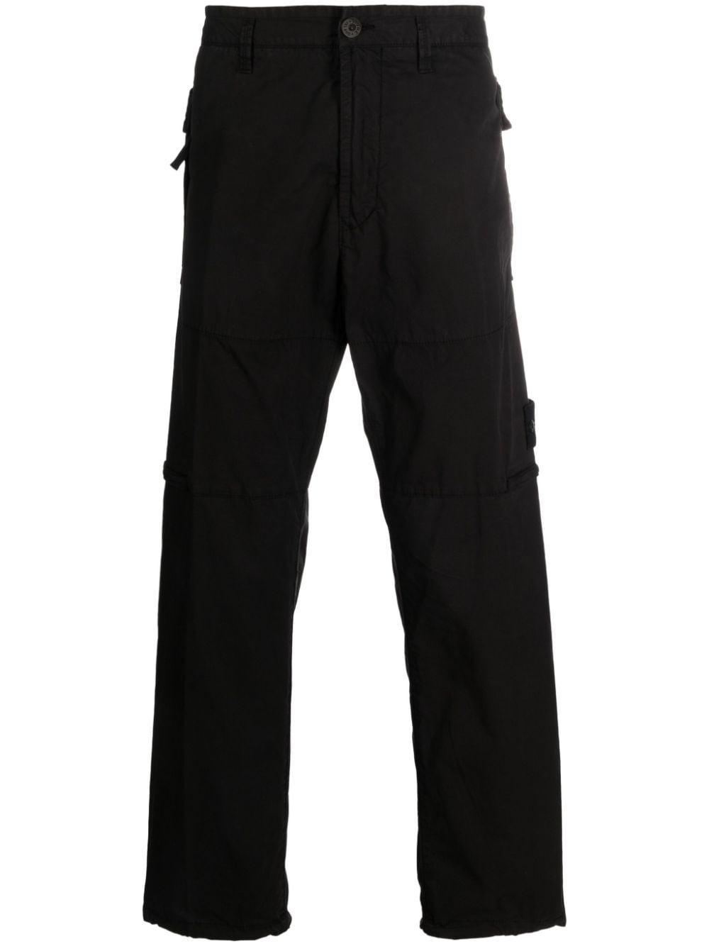 STONE ISLAND Compass-motif Straight-leg Trousers In Black Product Image