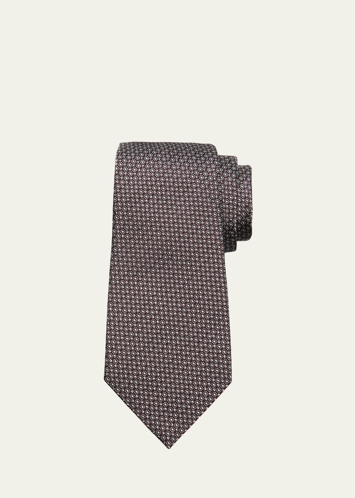 Mens Micro-Geometric Silk Jacquard Tie Product Image