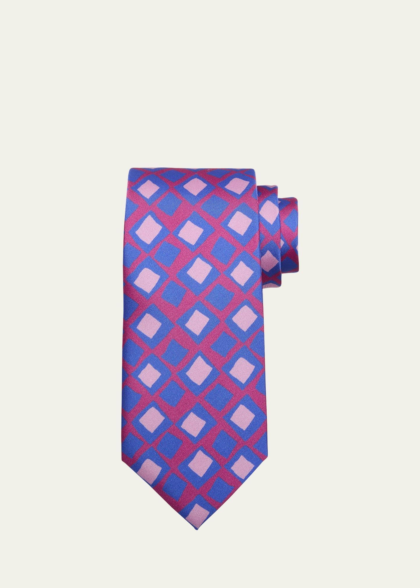 Mens Square-Print Silk Tie Product Image