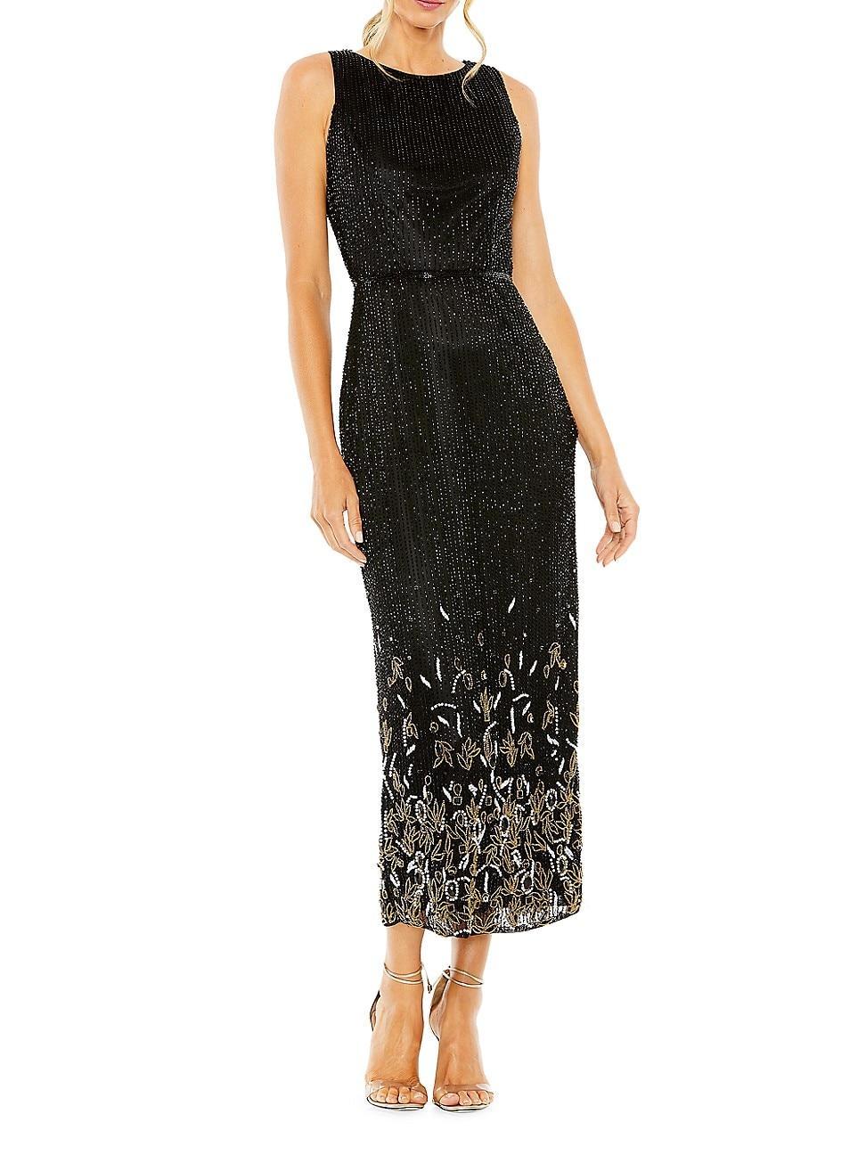 Womens Belted Embellished Column Dress Product Image