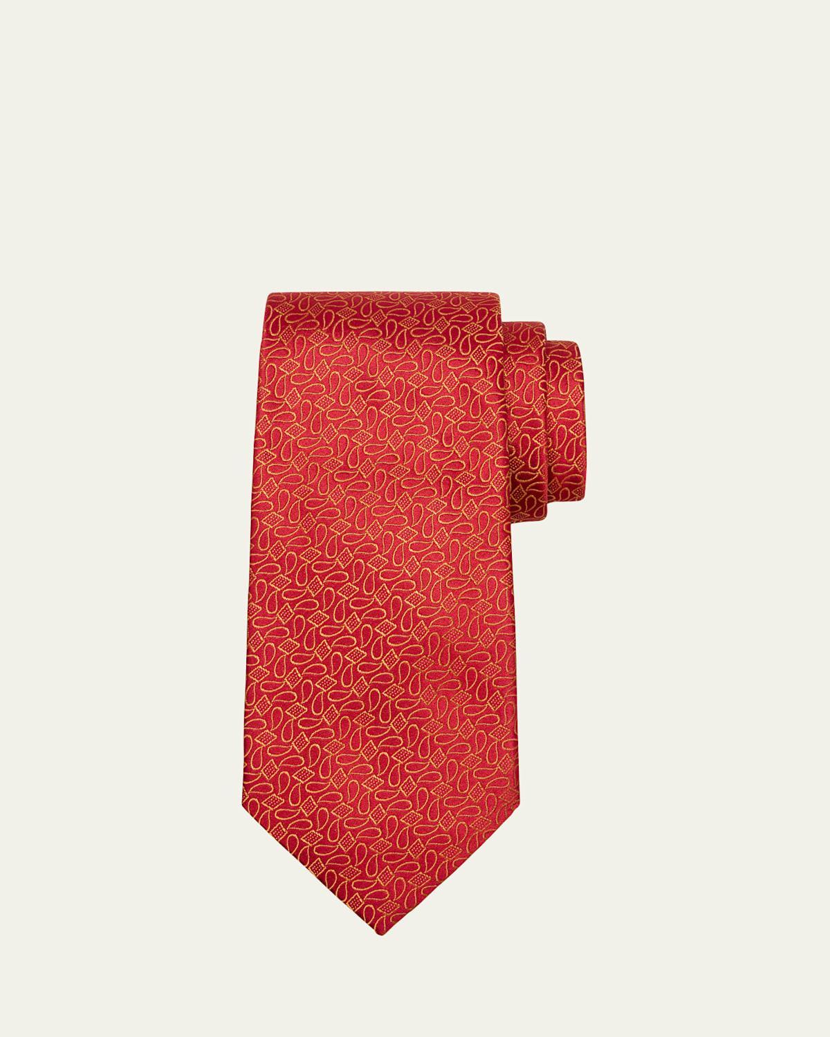 Mens Paisley and Square Silk Tie Product Image