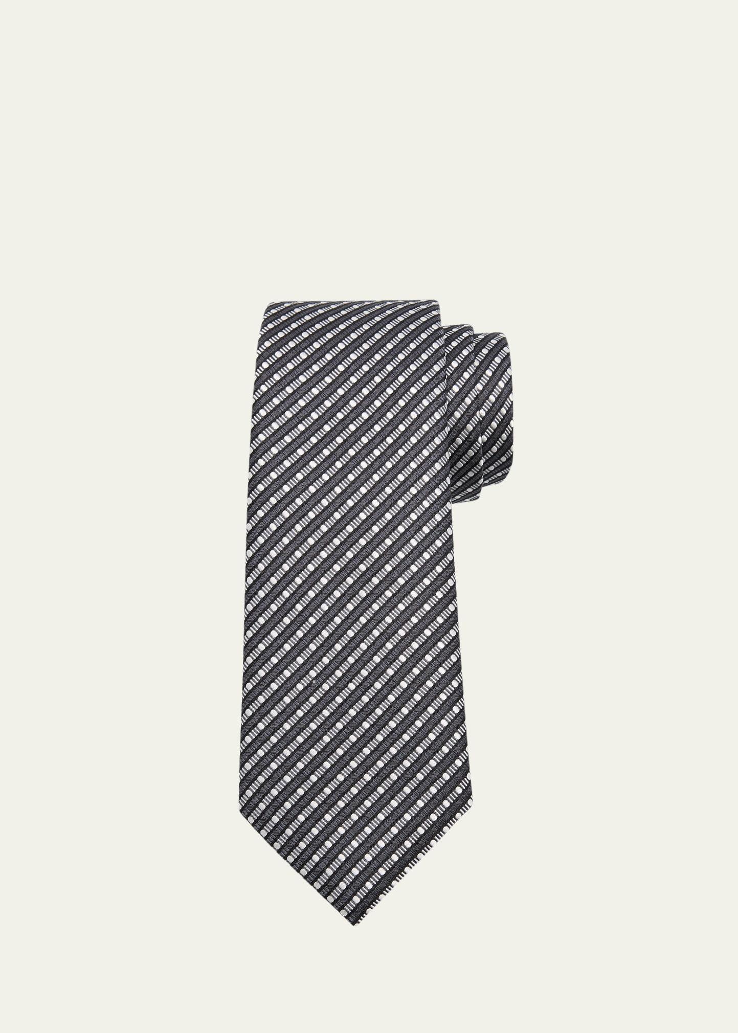 Men's Silk Jacquard Geometric Stripe Tie Product Image