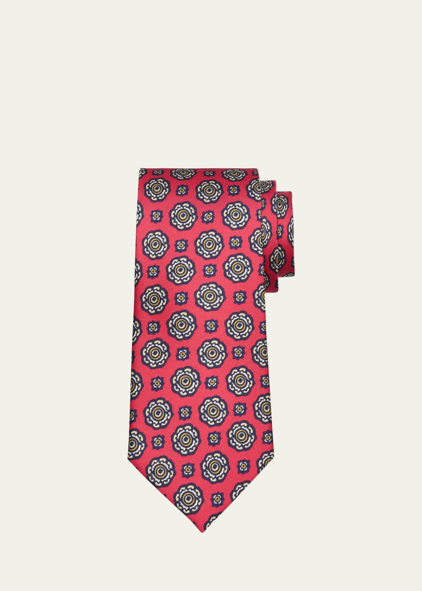 Mens Silk Medallion-Print Tie Product Image