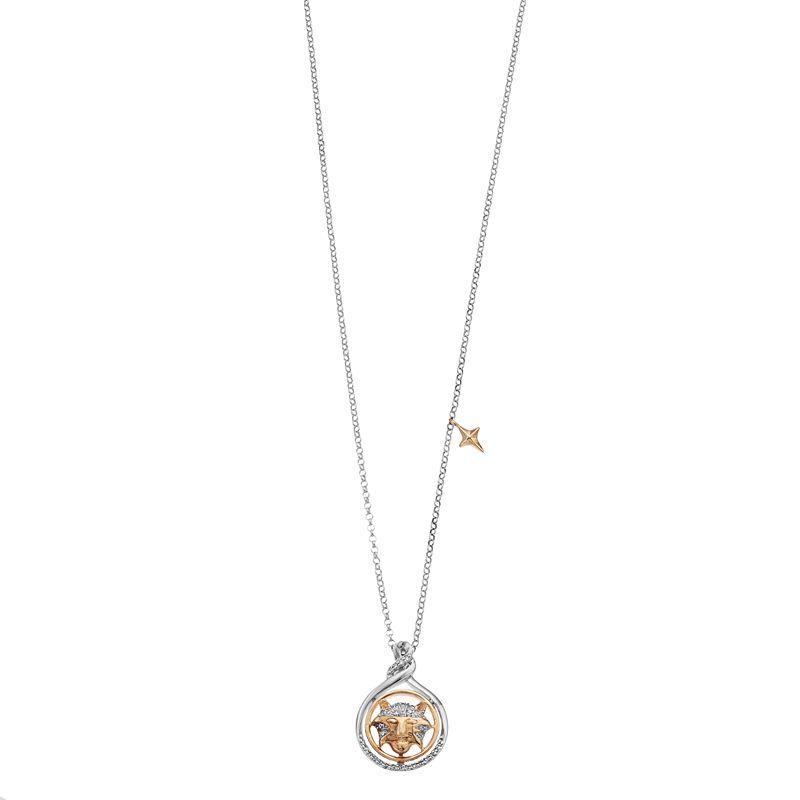 14k Gold Over Silver 1/10 Carat T.W. Diamond Circle Pendant Necklace, Womens Two Tone Product Image