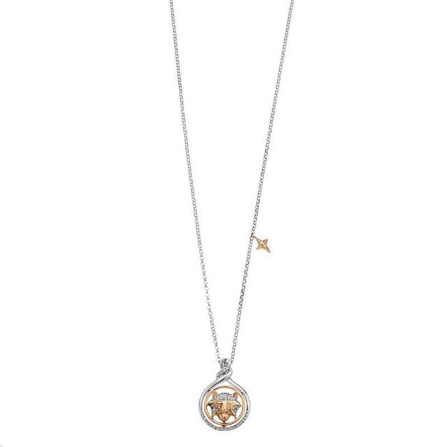 14k Gold Over Silver 1/10 Carat T.W. Diamond Circle Pendant Necklace, Womens Two Tone Product Image