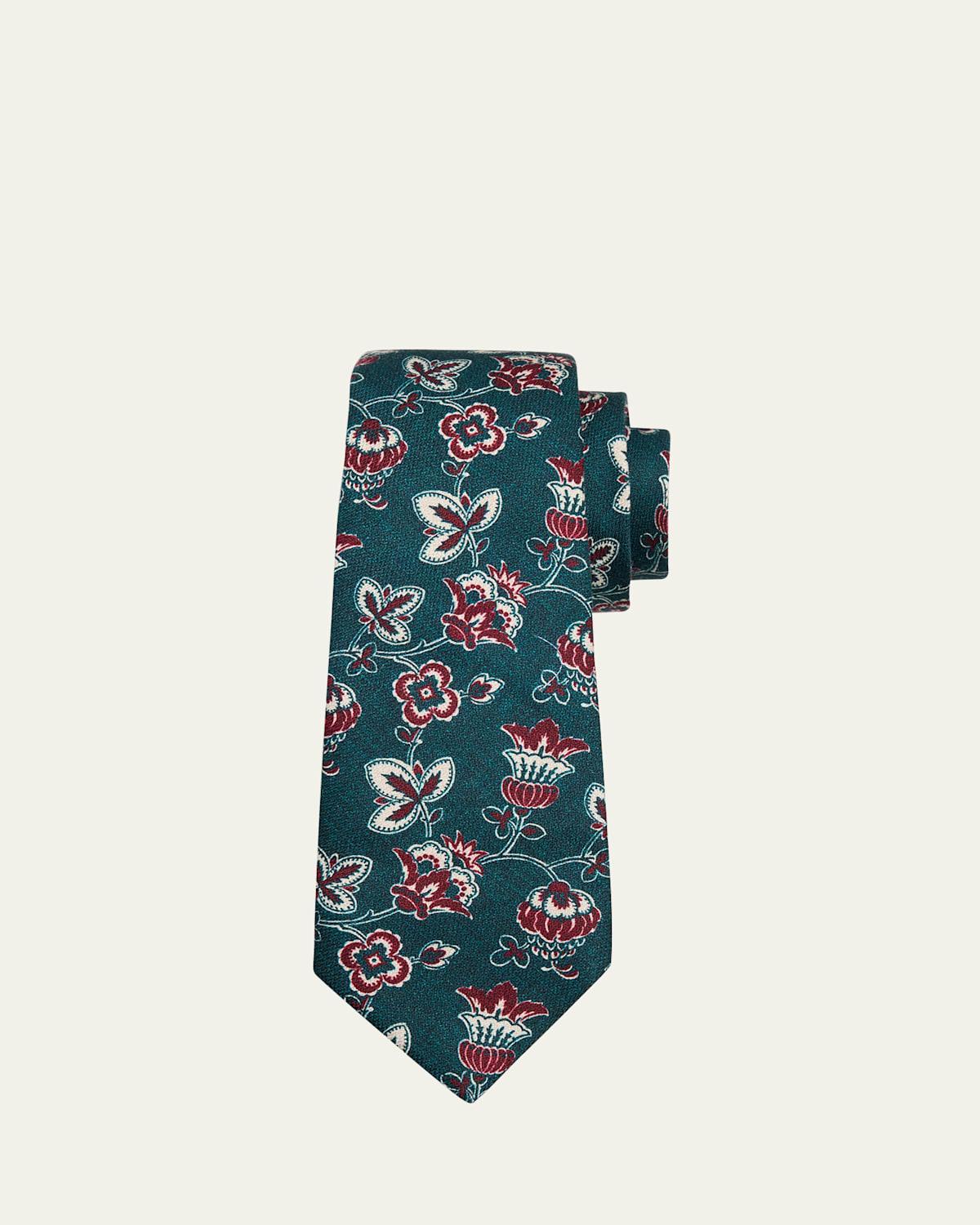 Mens Floral Silk Tie Product Image