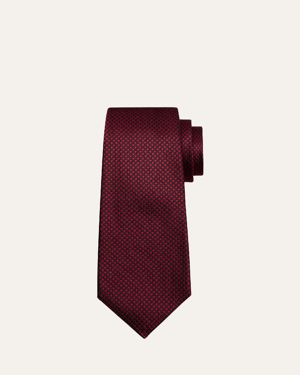 Mens 7-Fold Micro-Houndstooth Silk Tie Product Image