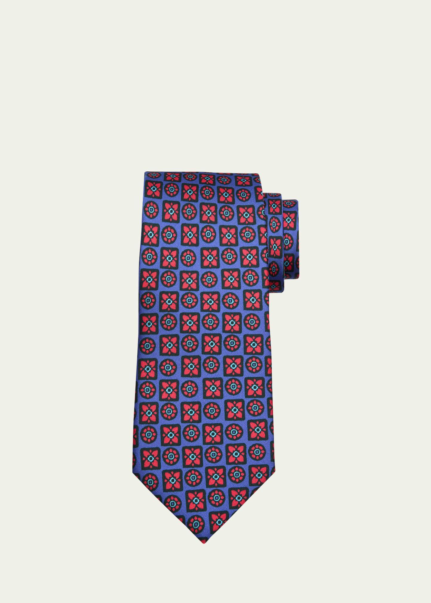 Mens Silk Floral-Print Tie Product Image