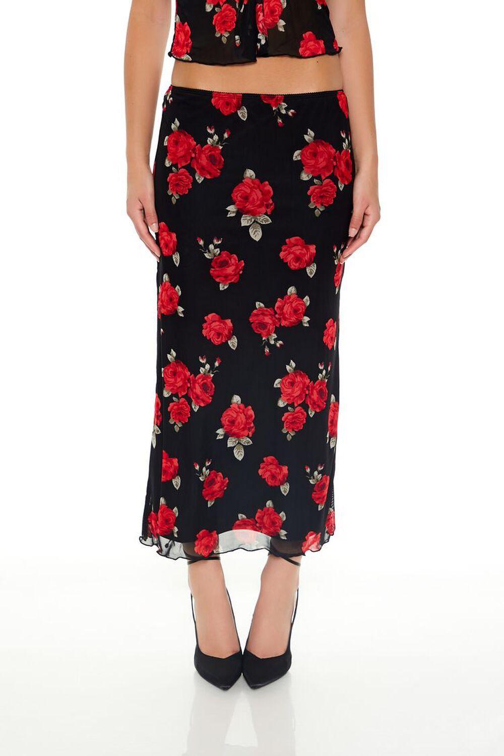 Rose Print Top & Midi Skirt Set | Forever 21 Product Image