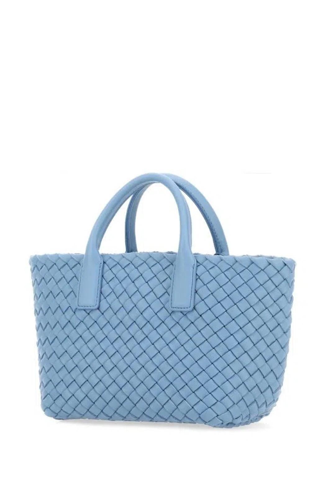 Cerulean Blue Leather Mini Cabat Handbag Product Image