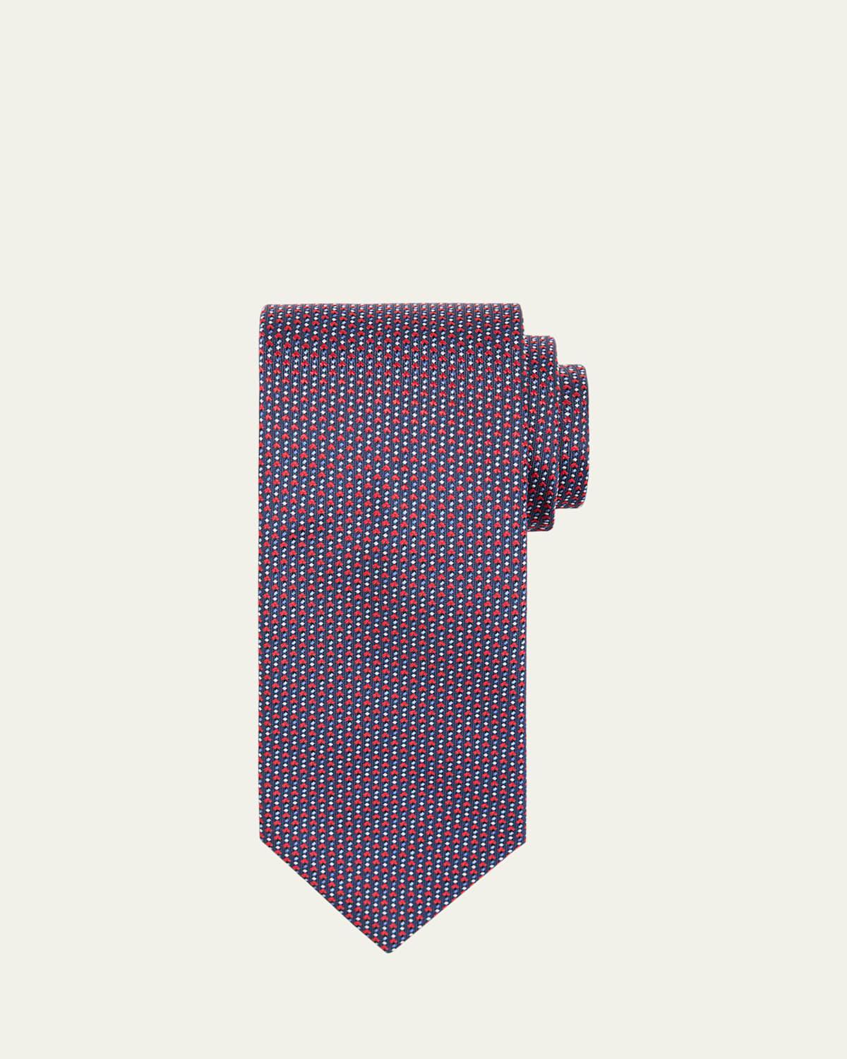 Mens Micro-Motif Jacquard Silk Tie Product Image