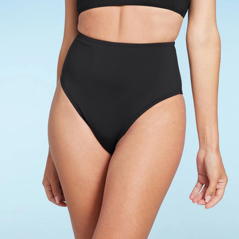 Womens High Waist Cheeky Bikini Bottom - Shade & Shore Black Product Image