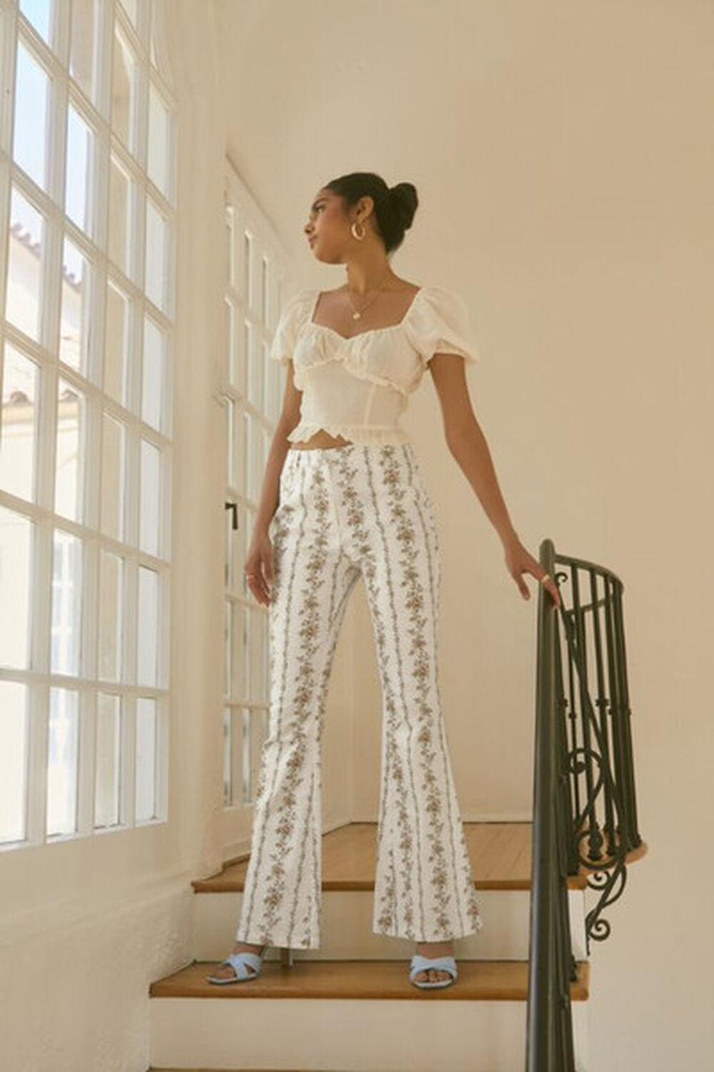 Floral Print High-Rise Flare Pants | Forever 21 product image