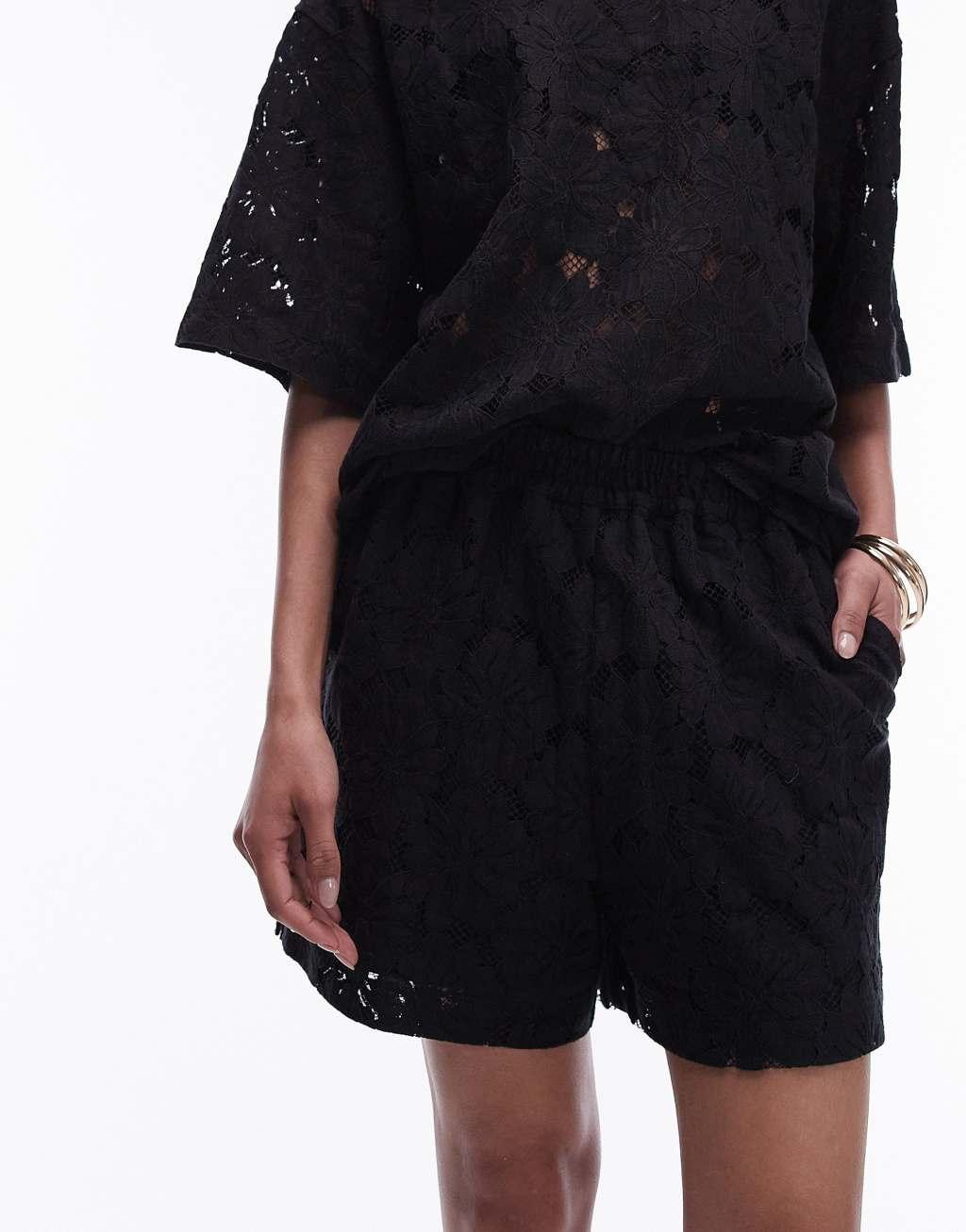 Topshop lace short in black - part of a set Product Image