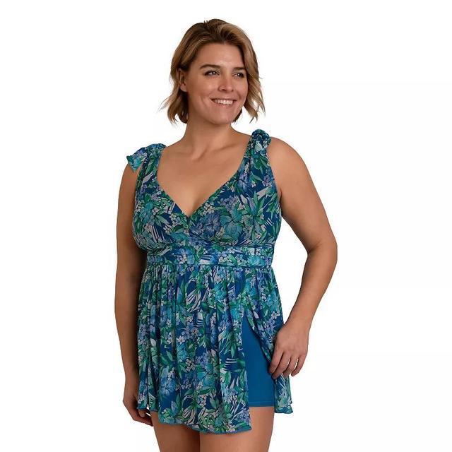 Plus Size Fit 4 U Mesh Bike Short Swim Romper, Womens Product Image