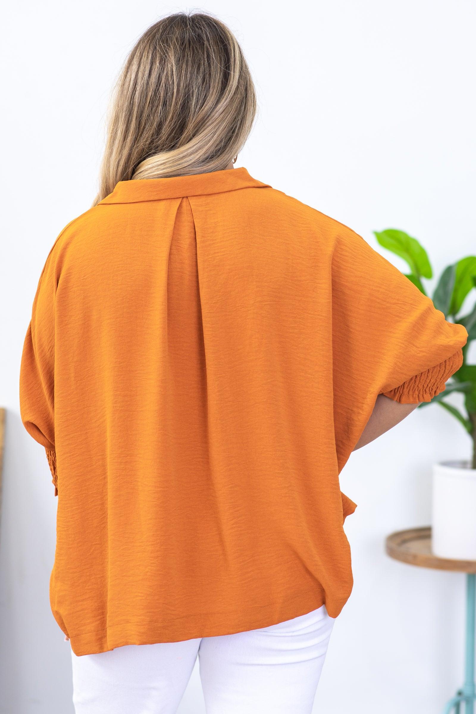 Cinnamon Airflow Top With Smocked Cuff Product Image