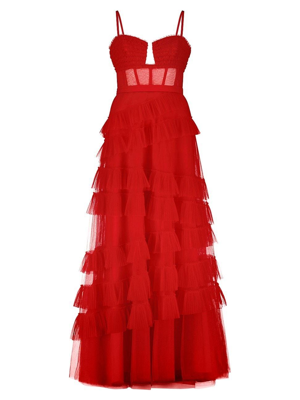 Womens Corset Tulle Ruffled Gown Product Image