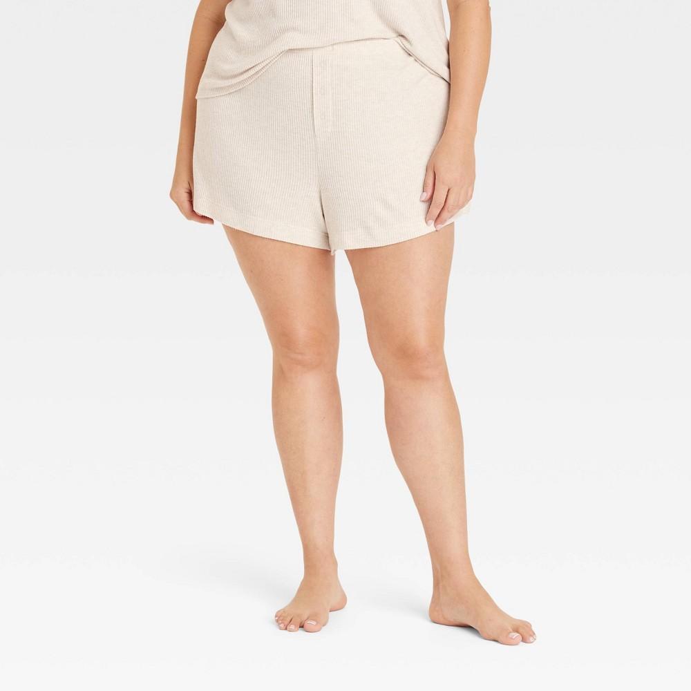 Womens Cozy Ribbed Shorts - Auden Oatmeal 3X Product Image