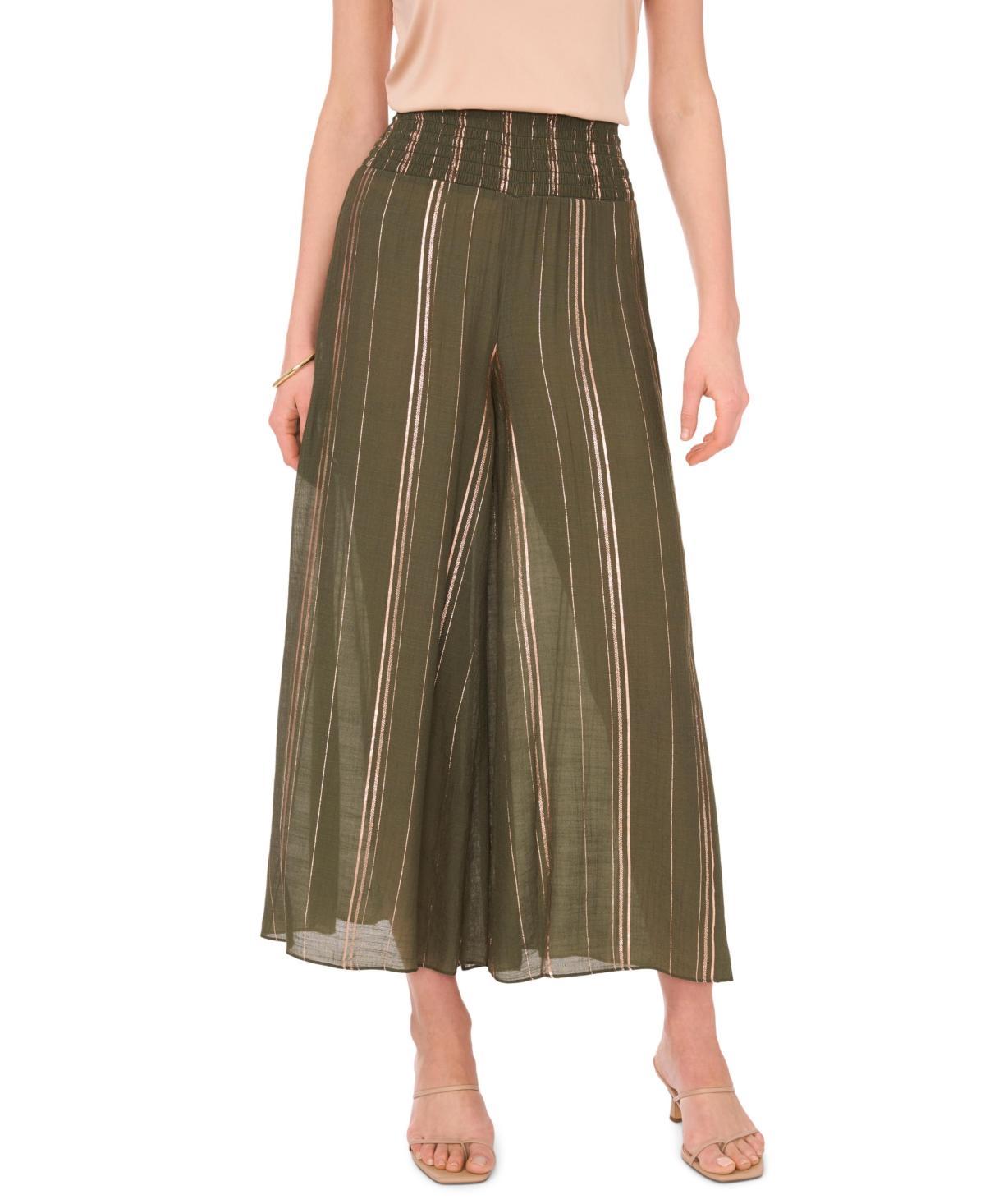 Vince Camuto Womens Smocked Striped Wide-Leg Pants Product Image