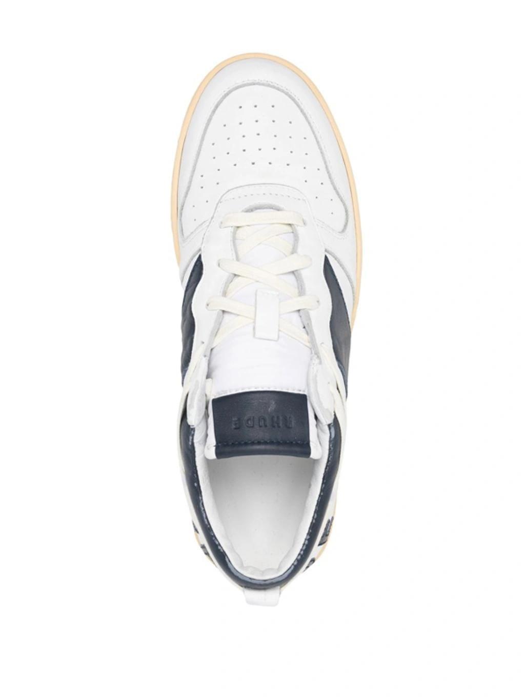 Rhecess Leather Low Top Sneakers In White Black Product Image