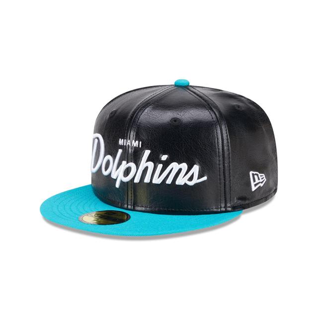 Miami Dolphins Faux Leather Crown 59FIFTY Fitted Hat Male Product Image