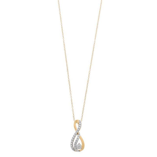 1/4 Carat T.W Diamond Teardrop Pendant Necklace, Womens Yellow Product Image