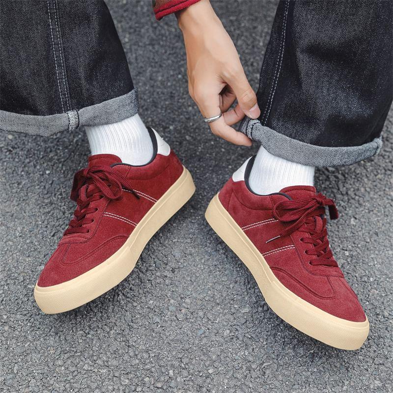 Contrast Stitching Lace-Up Sneakers Product Image