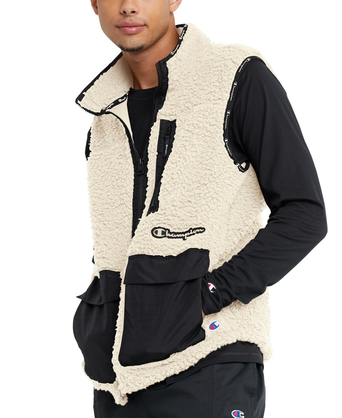 Champion Mens Cozy Standard-Fit Mixed-Media Plush Fleece Vest Product Image