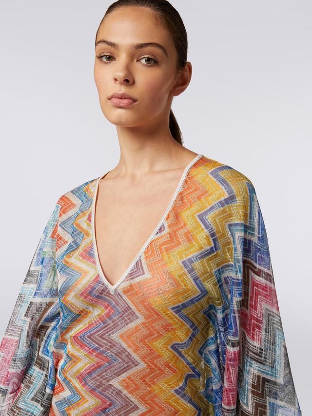 Short zigzag cover-up kaftan with lurex Multicoloured | Missoni Product Image