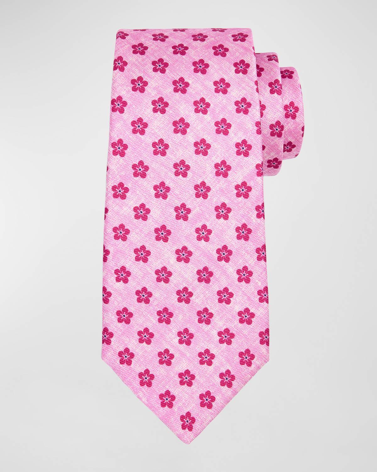 Mens Silk Flower-Print Tie Product Image