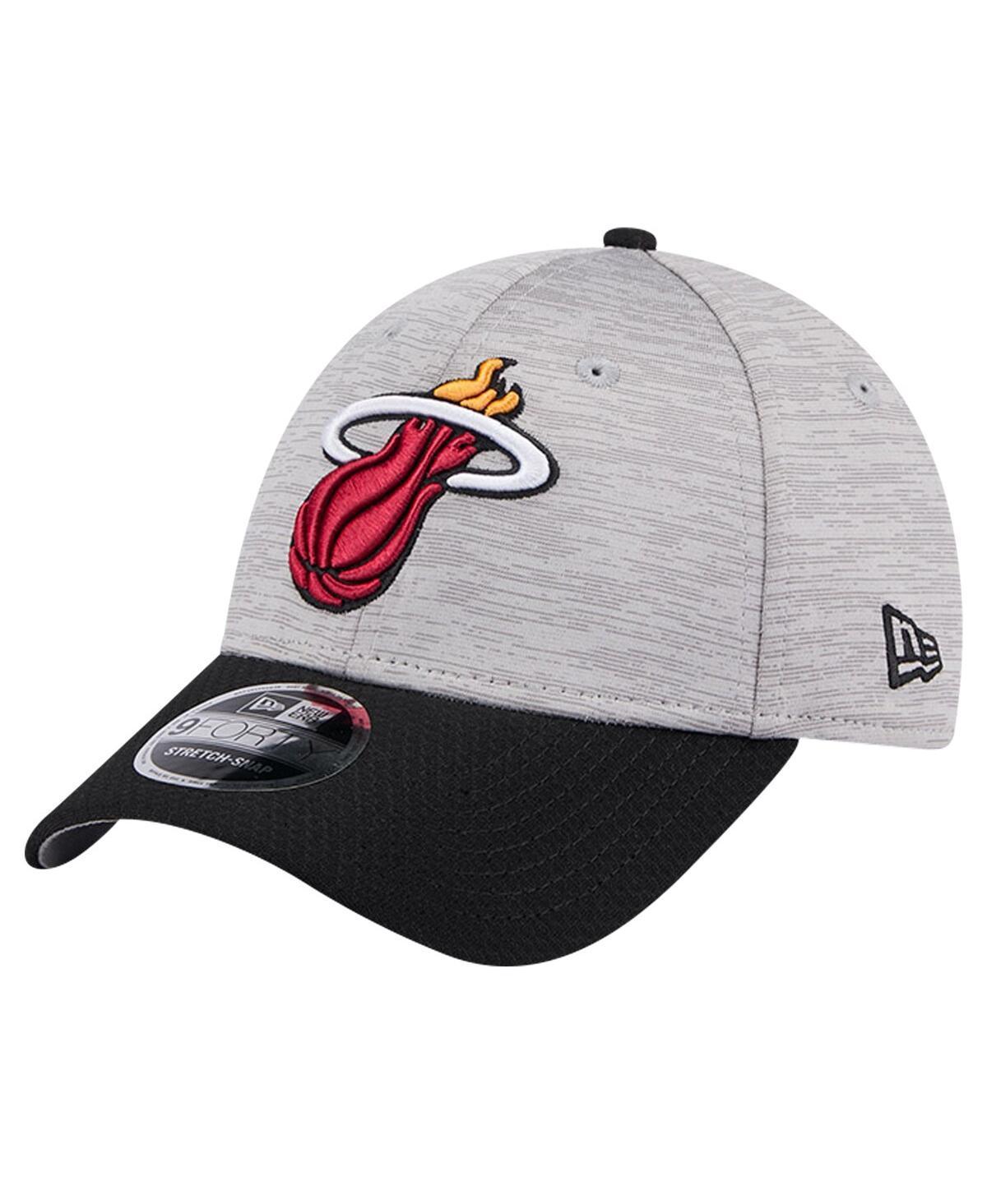 Mens New Era Heather Gray/Black Miami Heat Active Digi-Tech Two-Tone 9FORTY Adjustable Hat Product Image