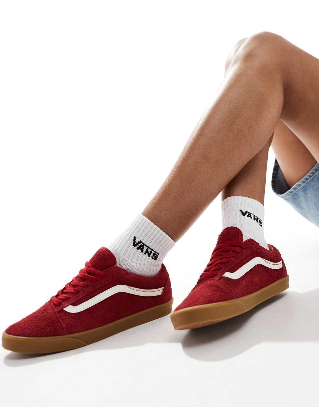 Vans Old Skool Lowpro gum sole sneakers in red Product Image