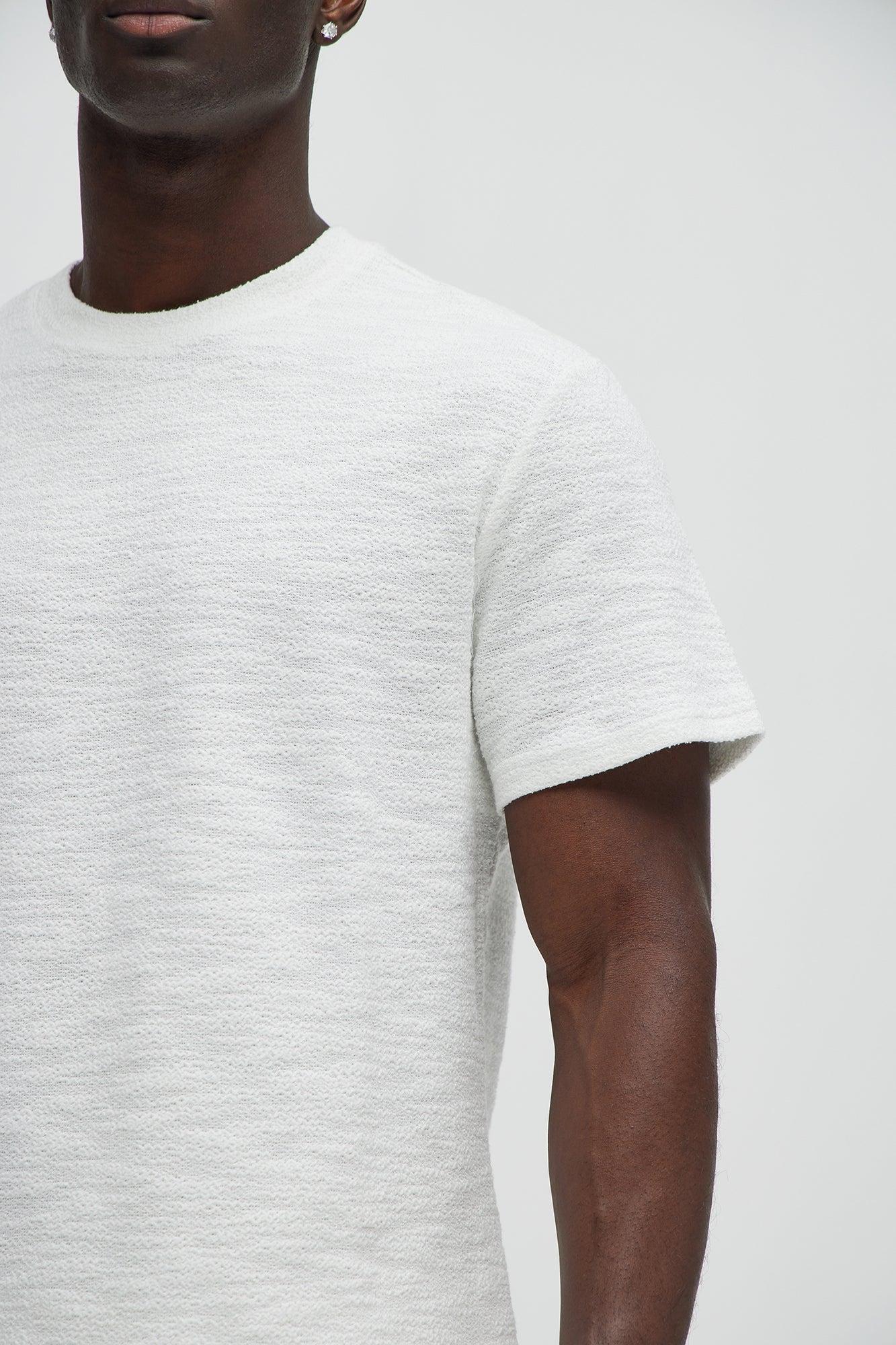 Blaine Textured Scallop Short Sleeve Tee - White Product Image