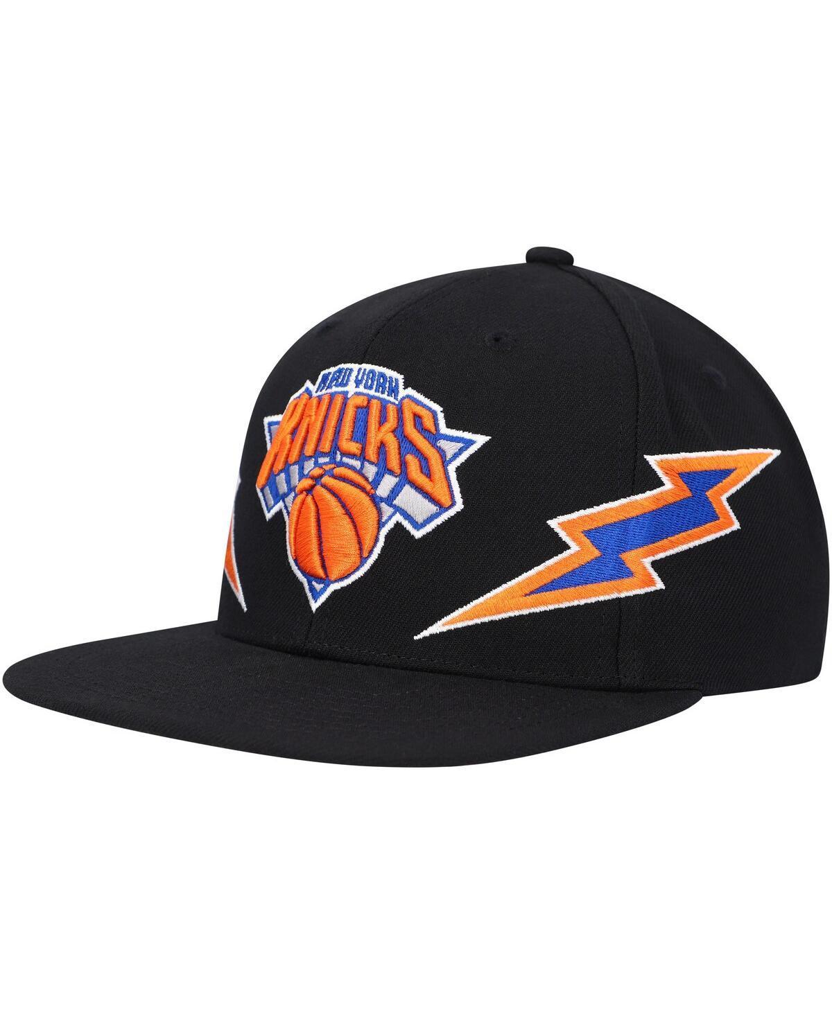 Mens Mitchell & Ness Black New York Knicks Hardwood Classics Soul Double Trouble Lightning Snapback Hat Product Image