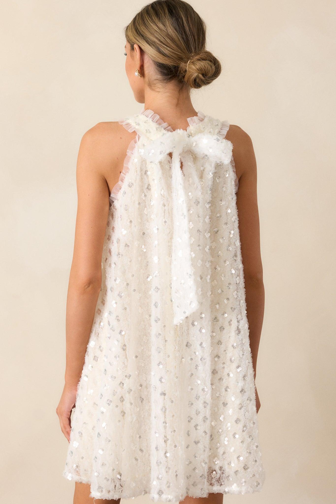 Stardust Journeys Ivory Halter Shift Dress Product Image