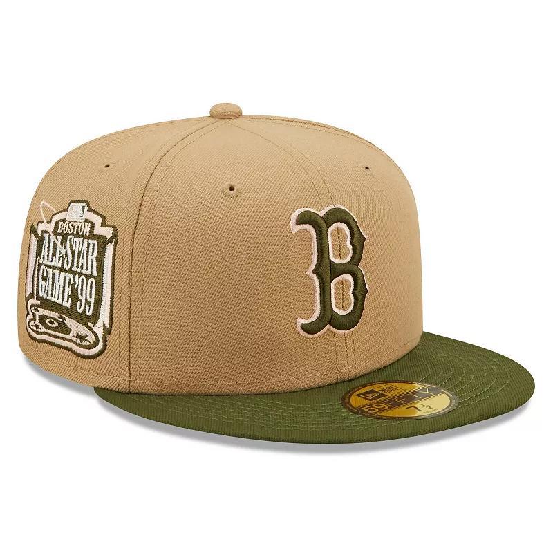 Mens New Era Khaki Boston Red Sox Pink Undervisor 59Fifty Fitted Hat - Khaki Product Image