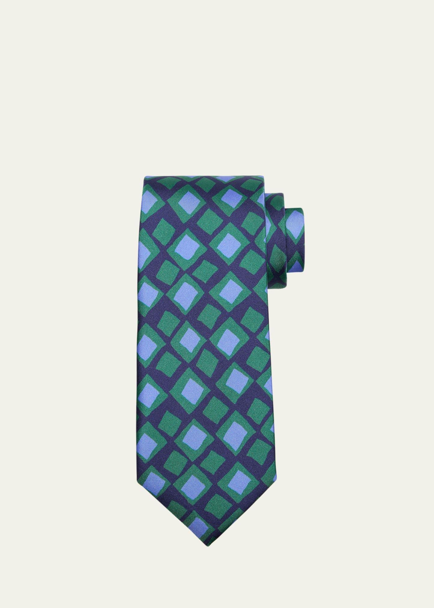 Mens Square-Print Silk Tie Product Image