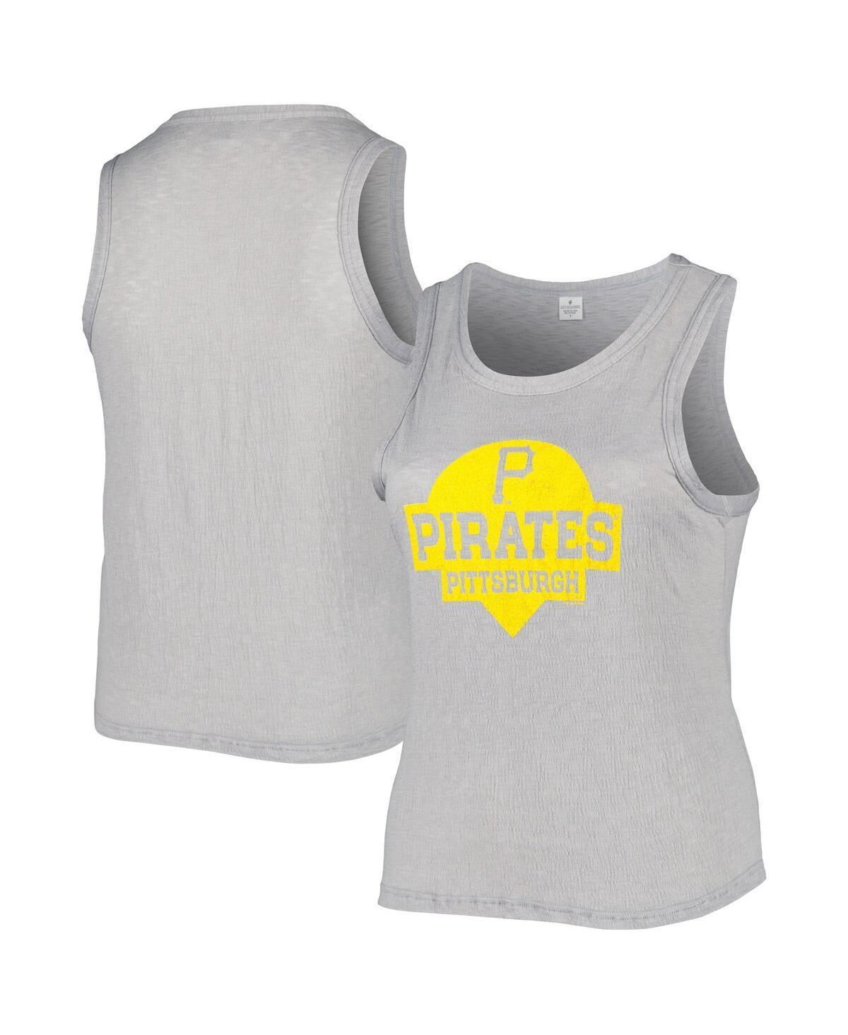 Womens Soft as a Grape Gray Pittsburgh Pirates Plus Size High Neck Tri-Blend Tank Top Product Image