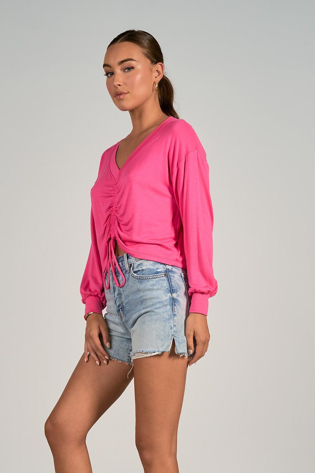 L/S V NECK CINCH TOP Female Product Image