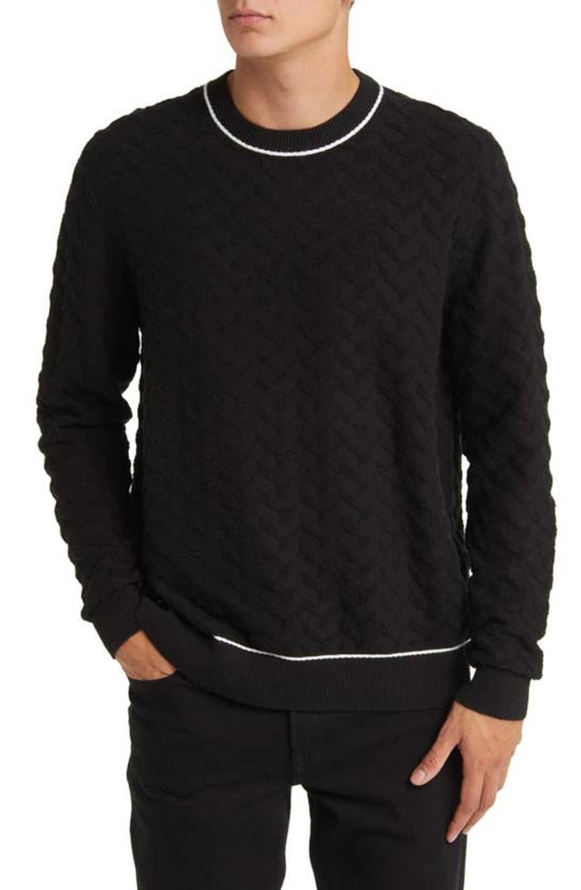 Textured Crewneck Sweater In Black Product Image