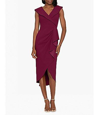 Betsy  Adam Stretch V-Neck Sleeveless Tulip Hem Tuxedo Sheath Dress Product Image