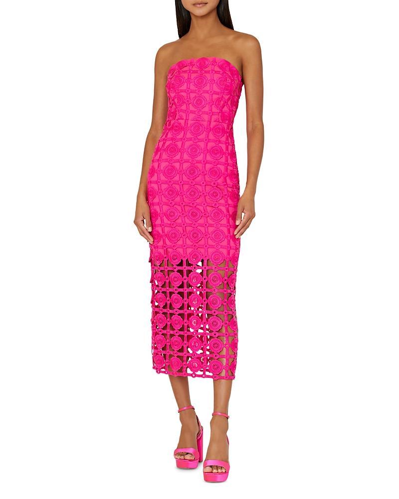 Womens Kait Strapless Tiled Lace Midi-Dress Product Image