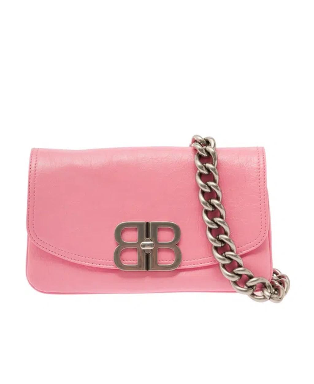 BALENCIAGA Small Bb Soft Flap Leather Shoulder Bag In Pink Product Image